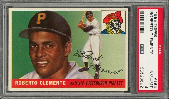 1955 Topps #164 Roberto Clemente Rookie Card – PSA NM-MT 8